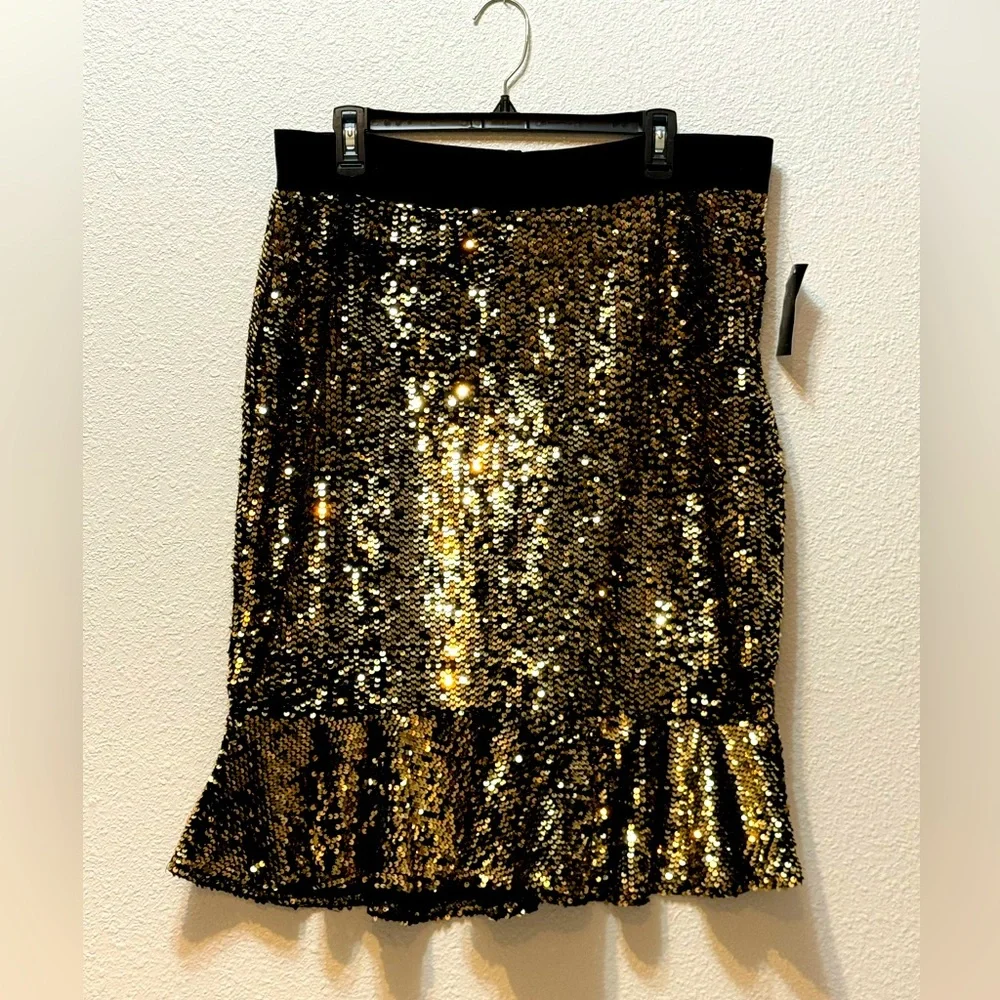 NWT Thalia Sodi Gold Sequins‎ Skirt XL - Picture 2 of 8
